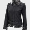 Black Belted Womens Shearling Jacket