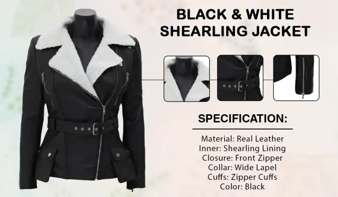 Black Sheepskin Shearling Jacket Womens