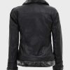 Black Leather Womens Classic Shearling Jacket for Winter