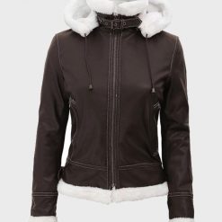 Dark Brown Fur Lined Womens Shearling Jacket