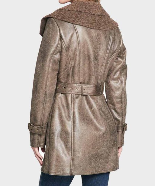 Faux Shearling Womens Mid-Length Coat