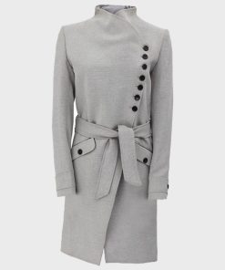 Womens Grey Wool Robe Coat