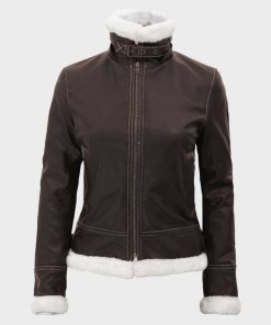 Womens Fur Lined Brown Jacket