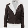 Dark Brown Womens Leather Shearling Jacket