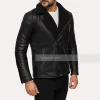 Mens black leather shearling jacket