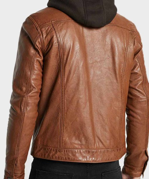 Mens Leather Casual Brown Jacket