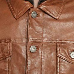 Mens Casual Leather Brown Jacket
