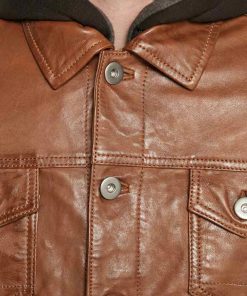 Mens Casual Leather Brown Jacket