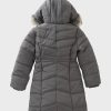 womens Fur Hooded Grey Down Coat