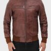 Brown Sheepskin Mens MA1 Leather Jacket
