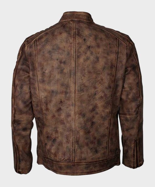 Vintage Brown Cafe Racer Biker Leather Jacket