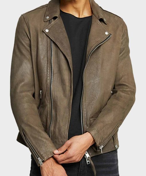 Mens Motorcycle Distressed Brown Leather Jacket