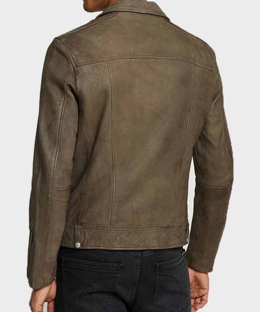Mens Brown Distressed Motorcycle Leather Jacket