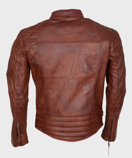 Mens Biker Leather Brown Motorcycle Jacket