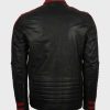 Mens Red & Black Motorcycle Cafe Racer Jacket