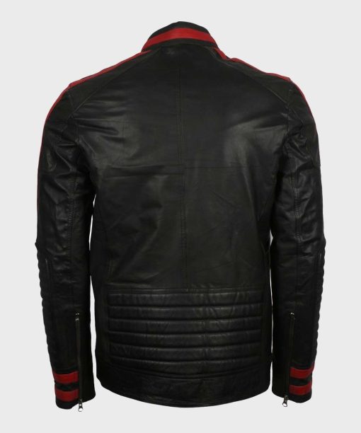 Mens Red & Black Motorcycle Cafe Racer Jacket