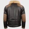 Mens Chocolate Black B3 Shearling Leather Jacket
