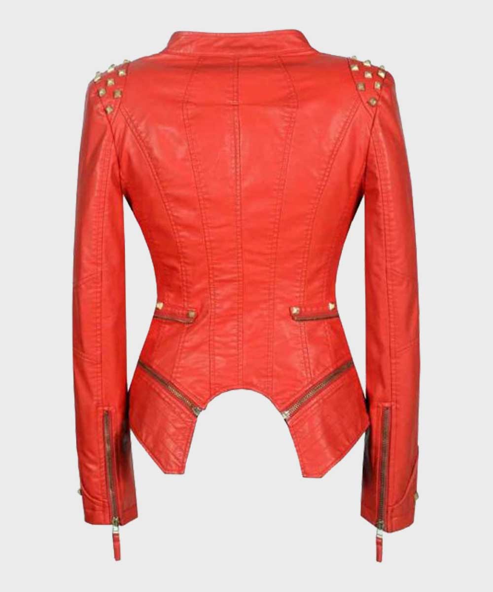 REDValentino Swan Printed Leather Biker Jacket - Jacket for Women