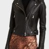 Womens Black Motorcycle Leather Jacket