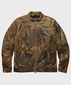 Mens Distressed Brown Biker Vintage Leather Jacket