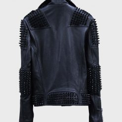 Mens Black Studded Biker Leather Jacket