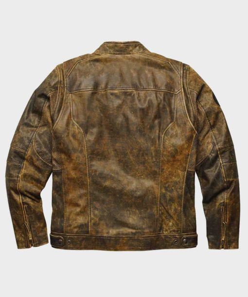 Mens Distressed Brown Biker Vintage Jacket