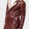 Mens Shearling Brown Leather Coat