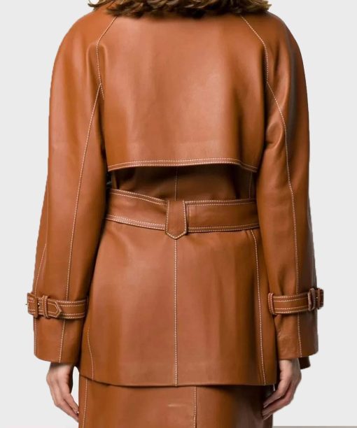 Women's Brown Belted Mid-Length Coat