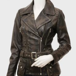 Womens Vintage Leather Biker Jacket