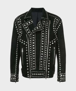 Black Leather Silver Studded Jacket