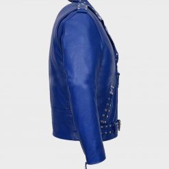 Blue Motorcycle Leather Jacket