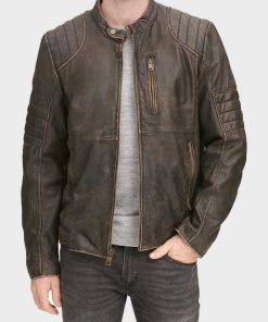 Mens Distressed Brown Leather Jacket