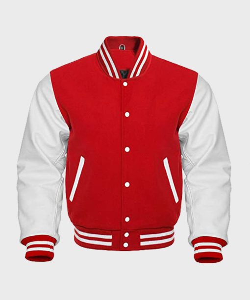 Red and White Bright Varsity Jacket