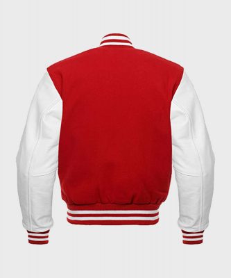 Red and White Baseball Varsity Jacket | Get 40%OFF
