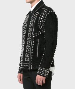 Black Stylish Silver Studded Leather Jacket
