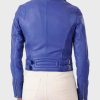 Womens Bright Blue Leather Jacket