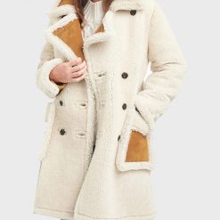 Womens Shearling Double-Breasted Coat