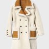 Womens Double-Breasted Shearling Coat