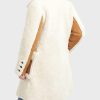 Womens Shearling White & Brown Leather Coat