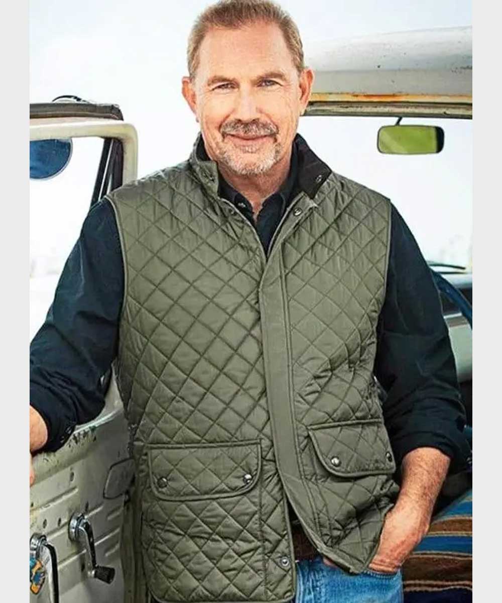 Yellowstone John Dutton Green Quilted Vest - Danezon