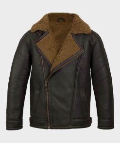 Mens Shearling Black Leather Pilot Jacket