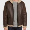 Mens Shearling B6 Hooded Leather Jacket
