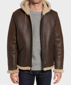 Mens Shearling B6 Hooded Leather Jacket