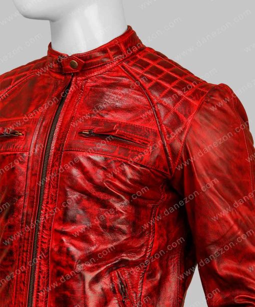 Mens Leather Red Jacket