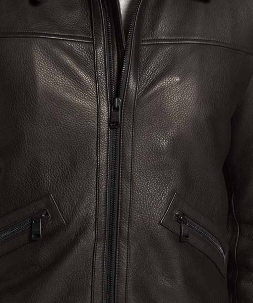 Mens Shearling Leather Black Jacket