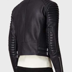 Mens Black Bikers Leather Jacket with Padded Shoulders