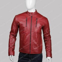 Men's Slimfit Red Biker Leather Jacket