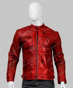 Men's Café Racer Red Leather Jacket