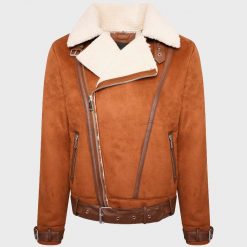 Womens Shearling Brown Aviator Leather Jacket