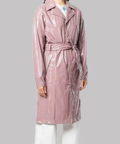 Hannah van der Westhuysen Pink Leather Coat